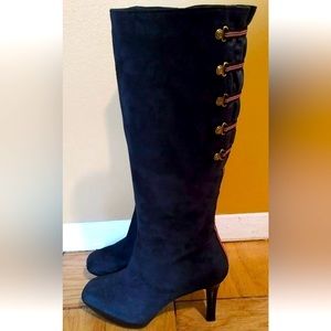 Tall Navy Suede Boots